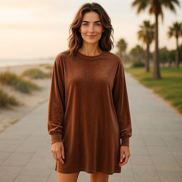 Zara Dresses & Skirts - NWOT Zara Collection Brown Velvet Straight Dress